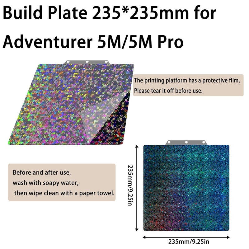 Tiny Trees Build Plate for Adventurer 5M/5M Pro/AD5X 3D Printer, Double Sided Smooth PEY Build Plate 235x235mm Printing Bed Compatible with FLASHFORGE Adventurer 5M /5M Pro/AD5X 3D Printer - Image 3